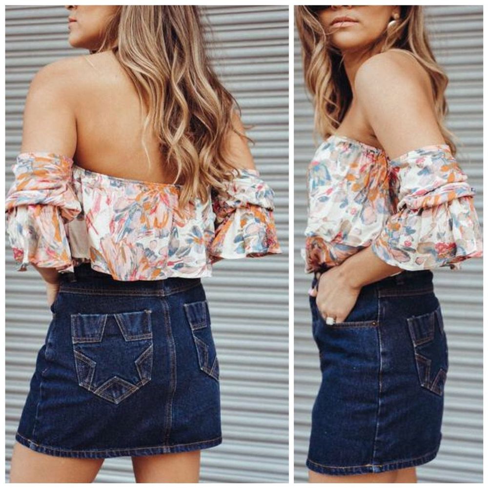 NWOT Wild Honey Star Denim Jean Mini Skirt L